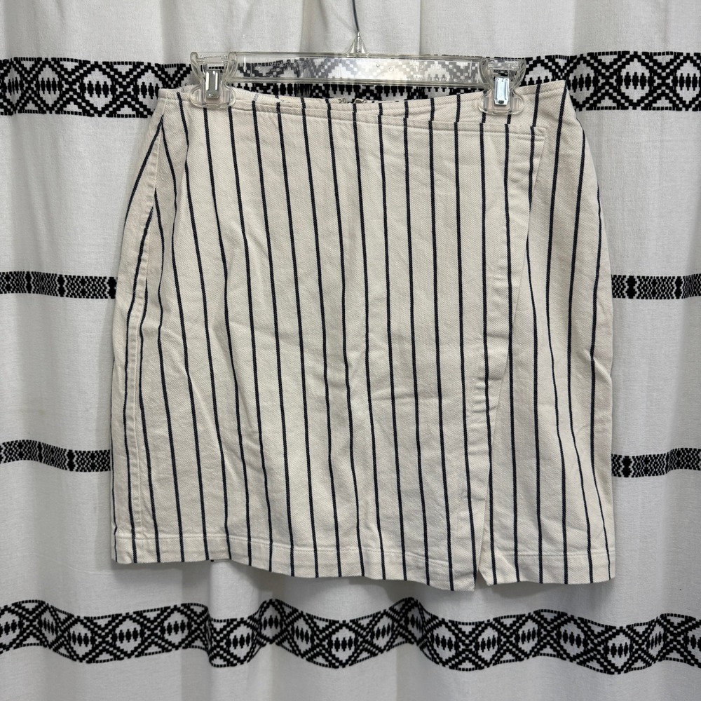 Madewell‎ Vertical Stripe Skirt Size 10 – Cotton Blend, Pockets, Zip Back